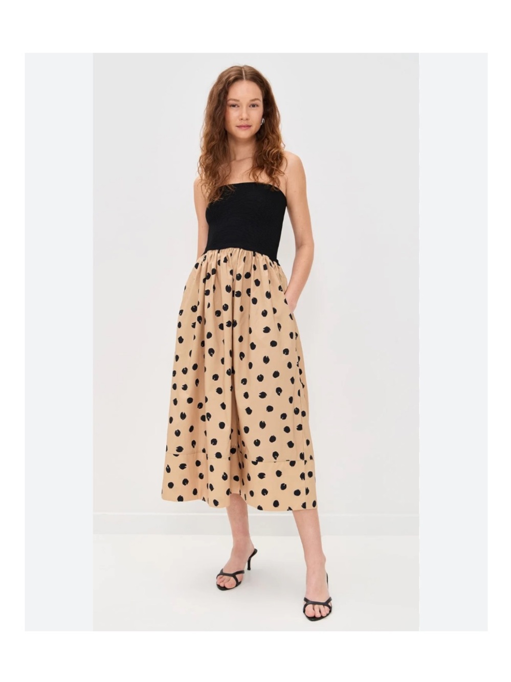 NEW CARA CARA Cynthia Midi Dress in Spot Ginger Root Sz M